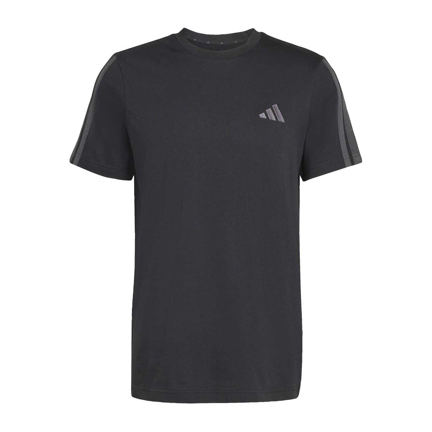Triple Black - Front - Adidas Mens 3 Stripes T-Shirt