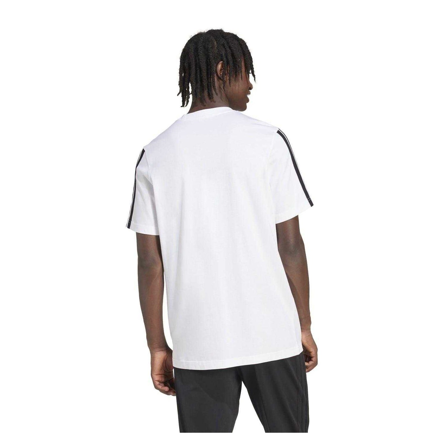 White-Black - Front - Adidas Mens 3 Stripes T-Shirt