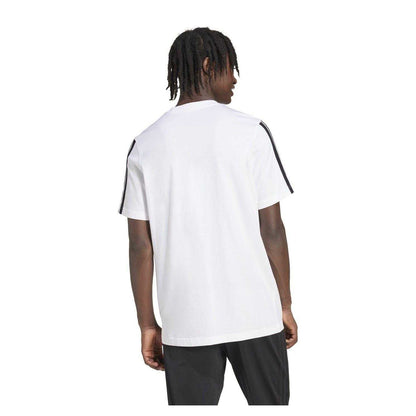 White-Black - Front - Adidas Mens 3 Stripes T-Shirt
