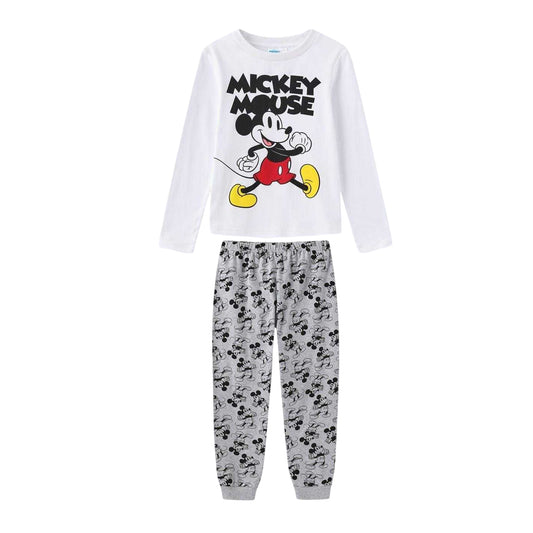 Grey - Front - Mickey Mouse Childrens-Kids Mickey Mouse Brushed Cotton Snug Fit Pyjama Set