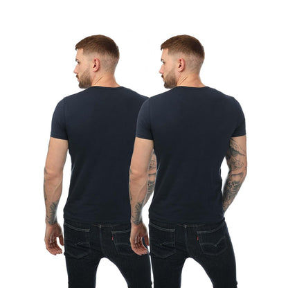 Navy - Back - Emporio Armani Mens Crew Neck T-Shirt (Pack of 2)