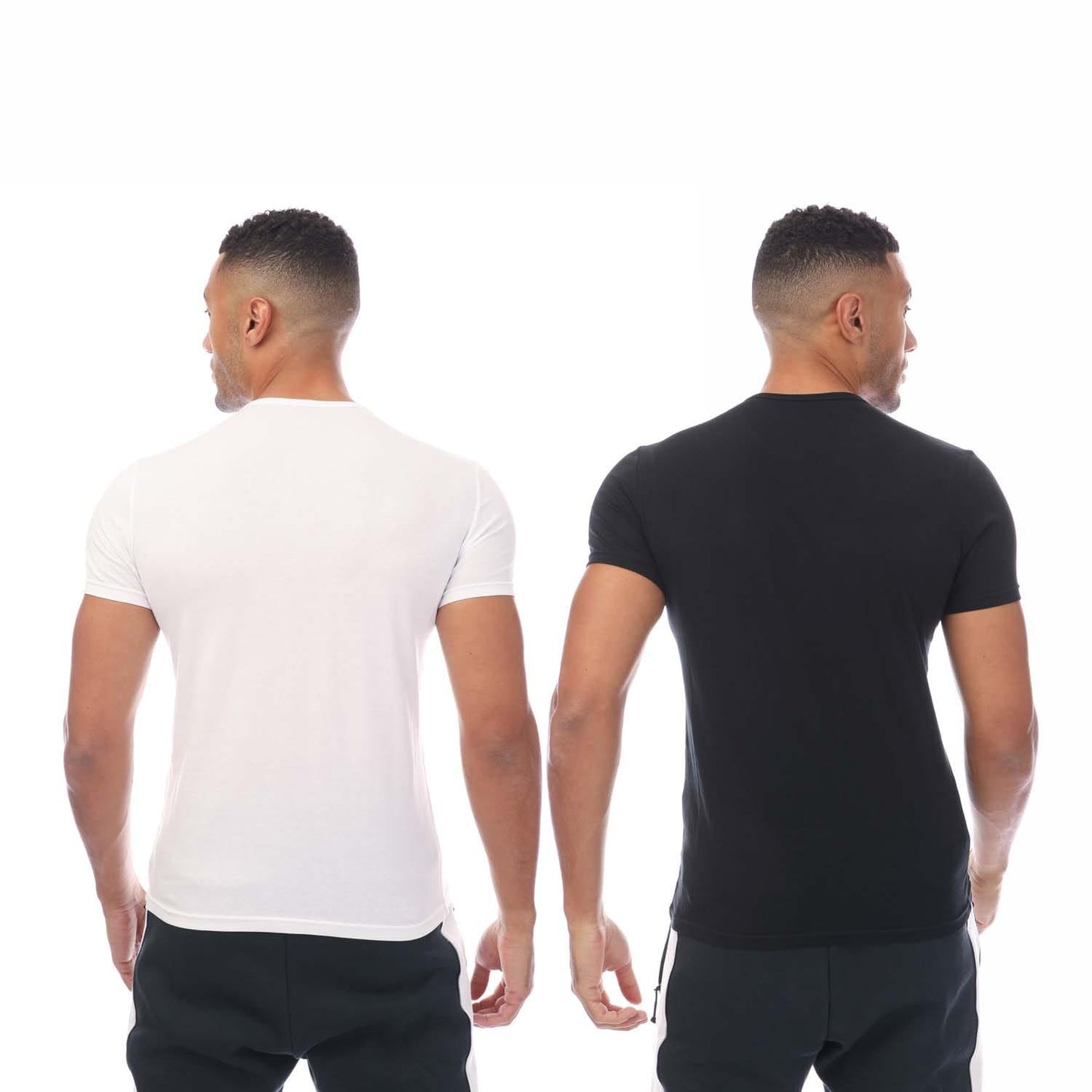 Navy-White - Back - Emporio Armani Mens Crew Neck T-Shirt (Pack of 2)