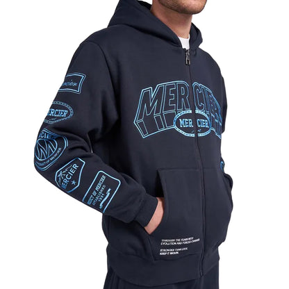 Navy - Lifestyle - Mercier Mens Compton Full Zip Hoodie