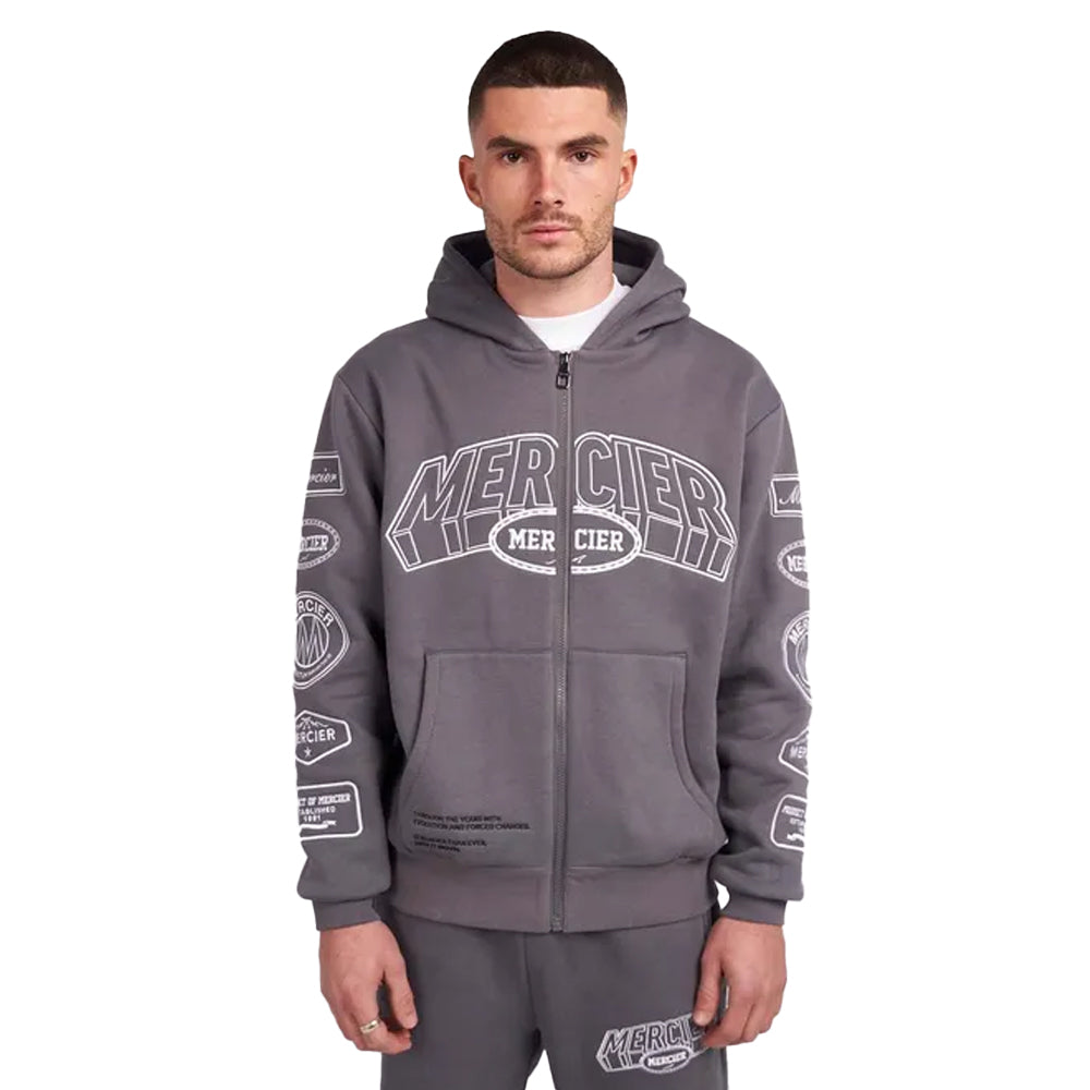 Grey - Front - Mercier Mens Compton Full Zip Hoodie