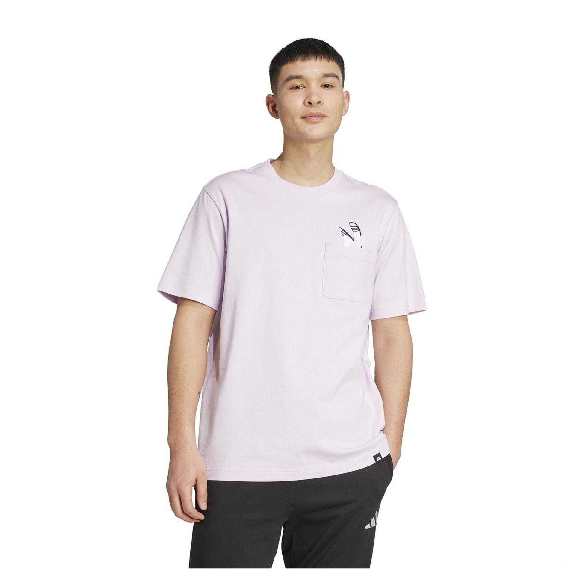 Lavender - Side - Adidas Mens Pocket Slide Cotton T-Shirt