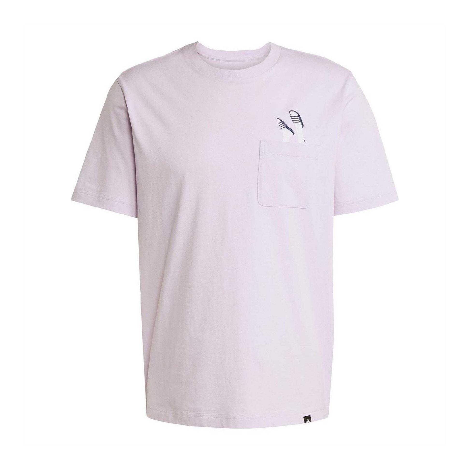 Lavender - Front - Adidas Mens Pocket Slide Cotton T-Shirt