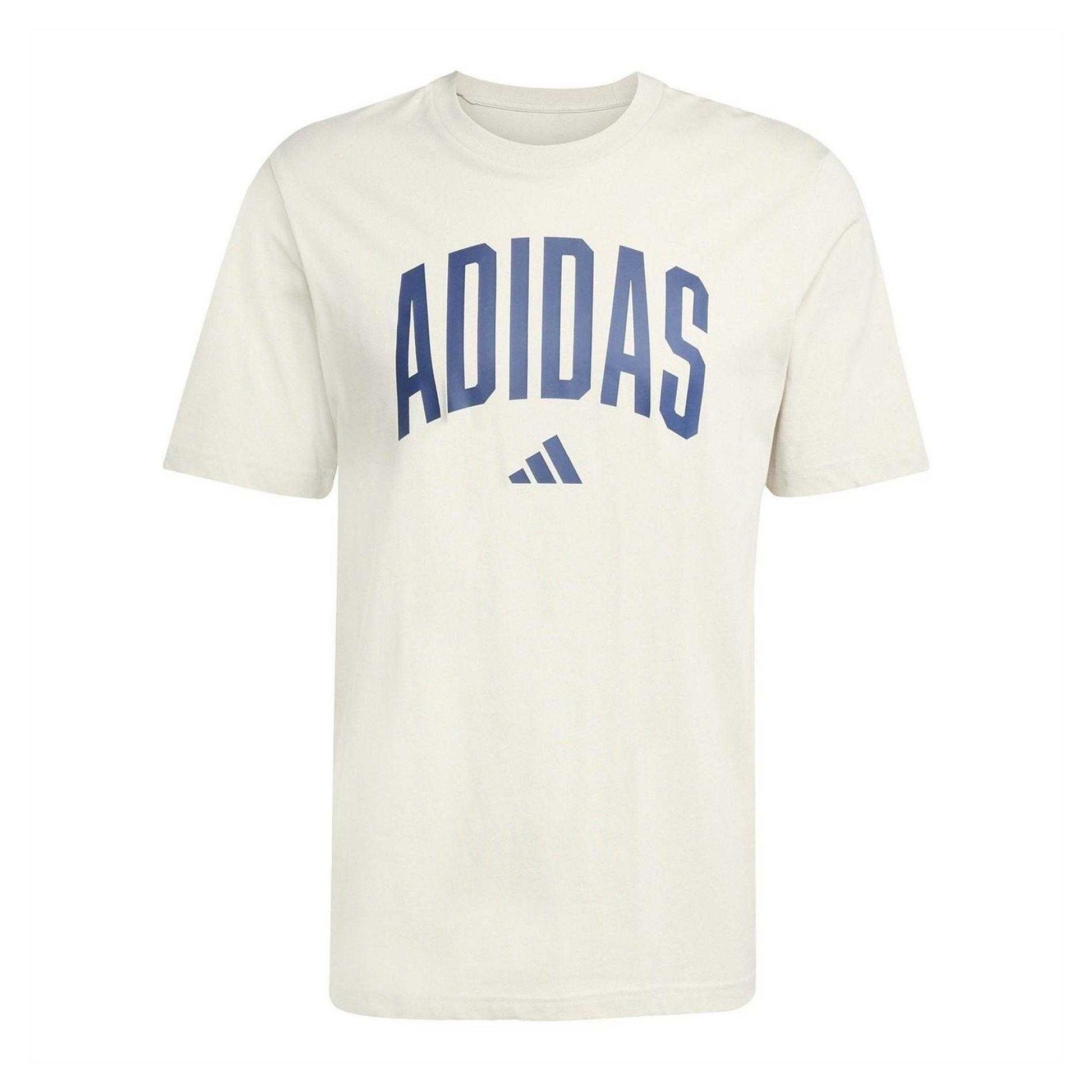 Wonder White - Front - Adidas Mens Arched Logo T-Shirt