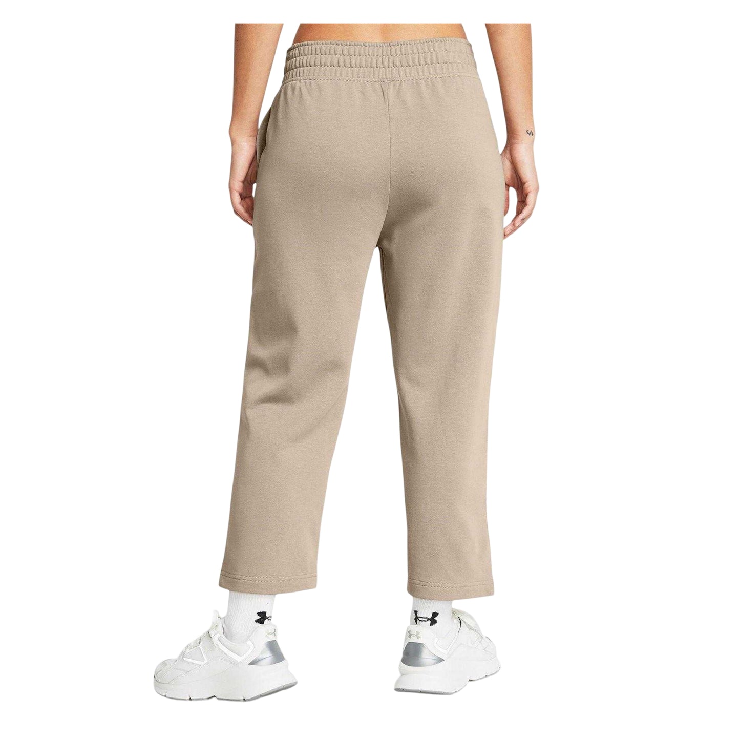 Timber Wolf-White - Back - Under Armour Womens-Ladies Rival Terry Wide Leg Joggers