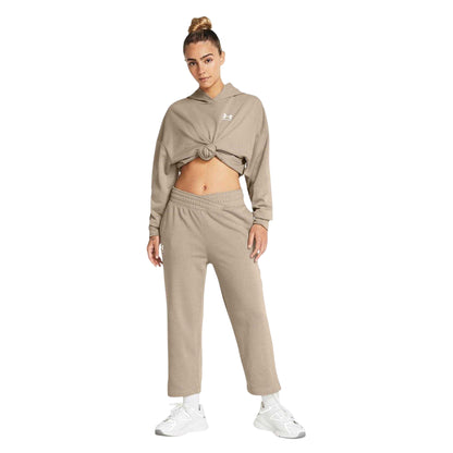 Timber Wolf-White - Lifestyle - Under Armour Womens-Ladies Rival Terry Wide Leg Joggers