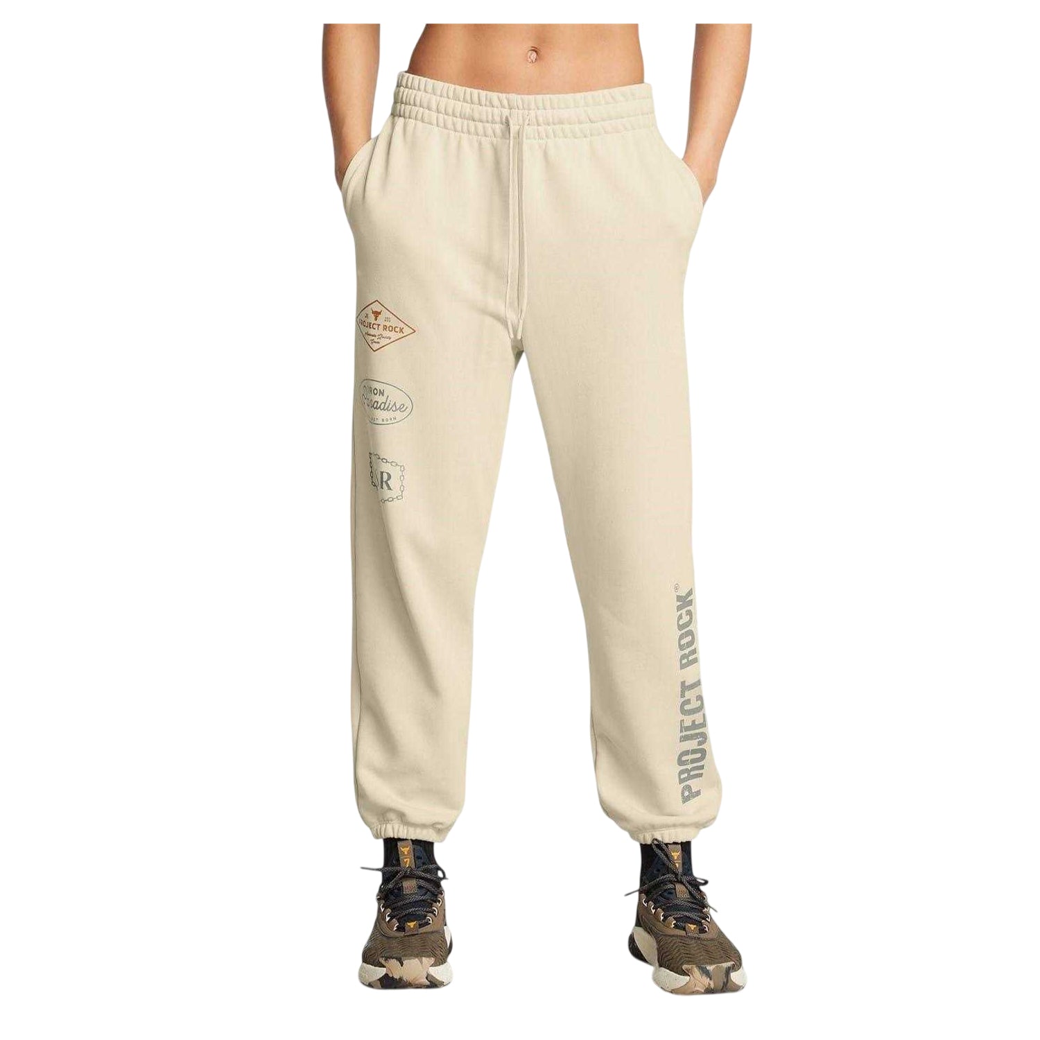 Brown - Side - Under Armour Womens-Ladies Project Rock Joggers