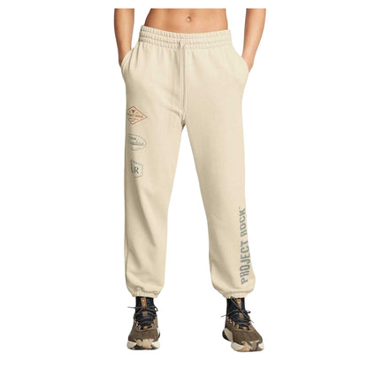 Brown - Side - Under Armour Womens-Ladies Project Rock Joggers