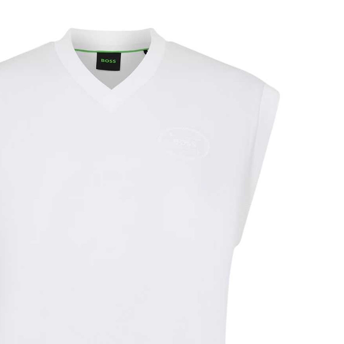 White - Side - Boss Mens Heritage V Neck Vest Top