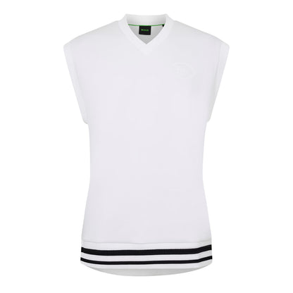 White - Front - Boss Mens Heritage V Neck Vest Top