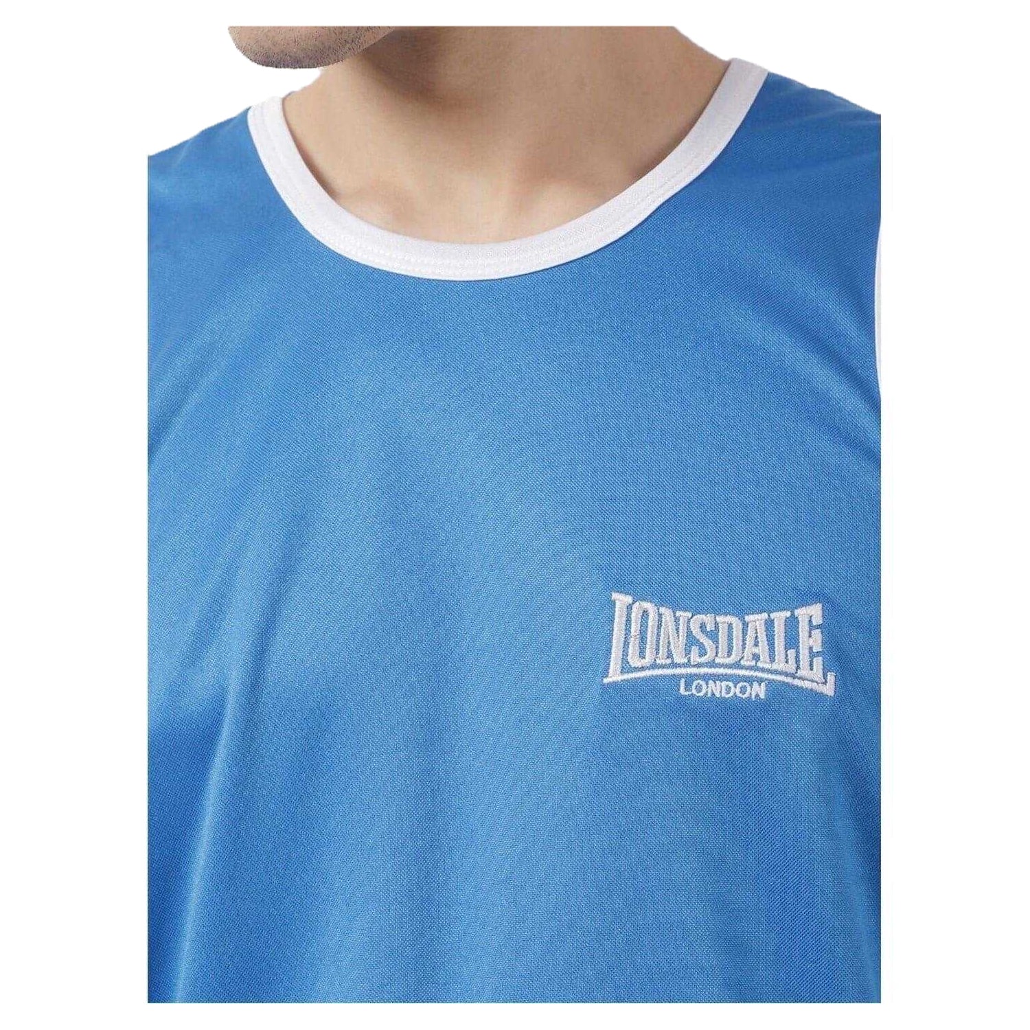 Blue-White - Side - Lonsdale Mens Boxing Vest