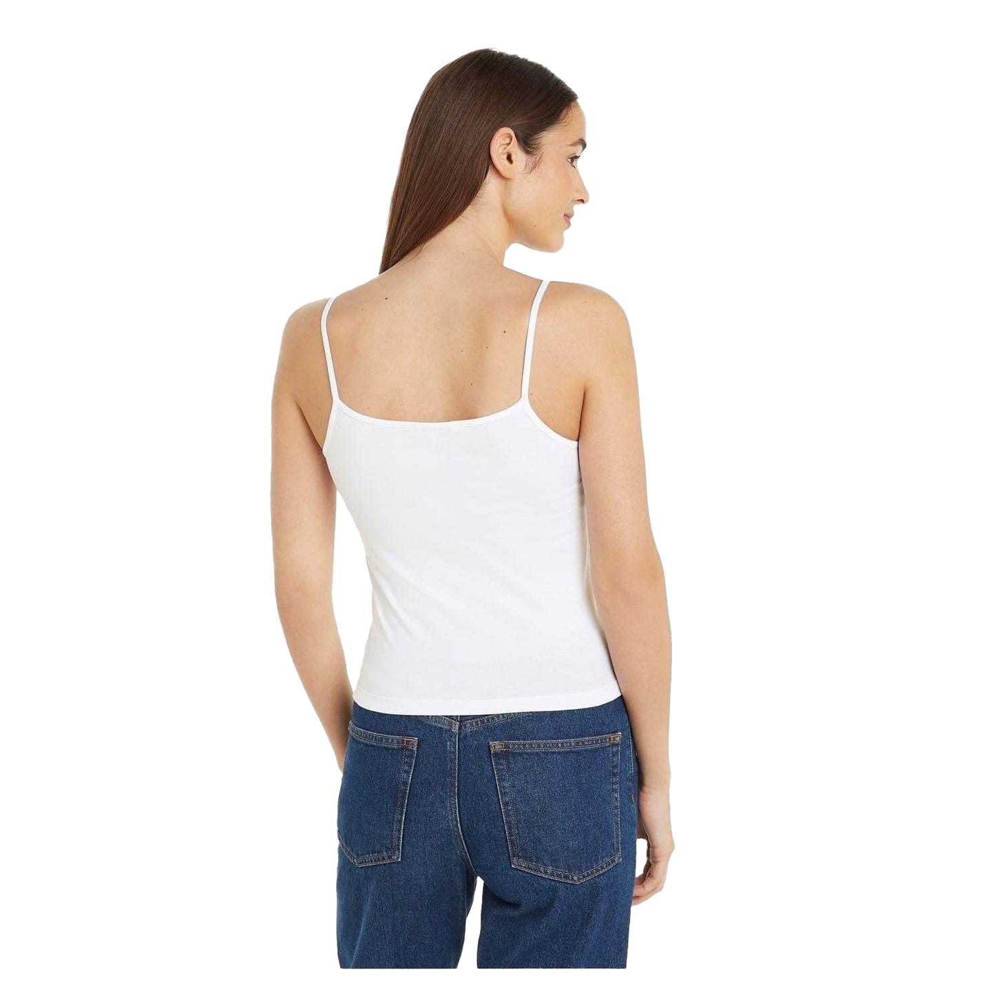 Bright White - Back - Calvin Klein Womens-Ladies Cotton Blend Spaghetti Strap Tank Top