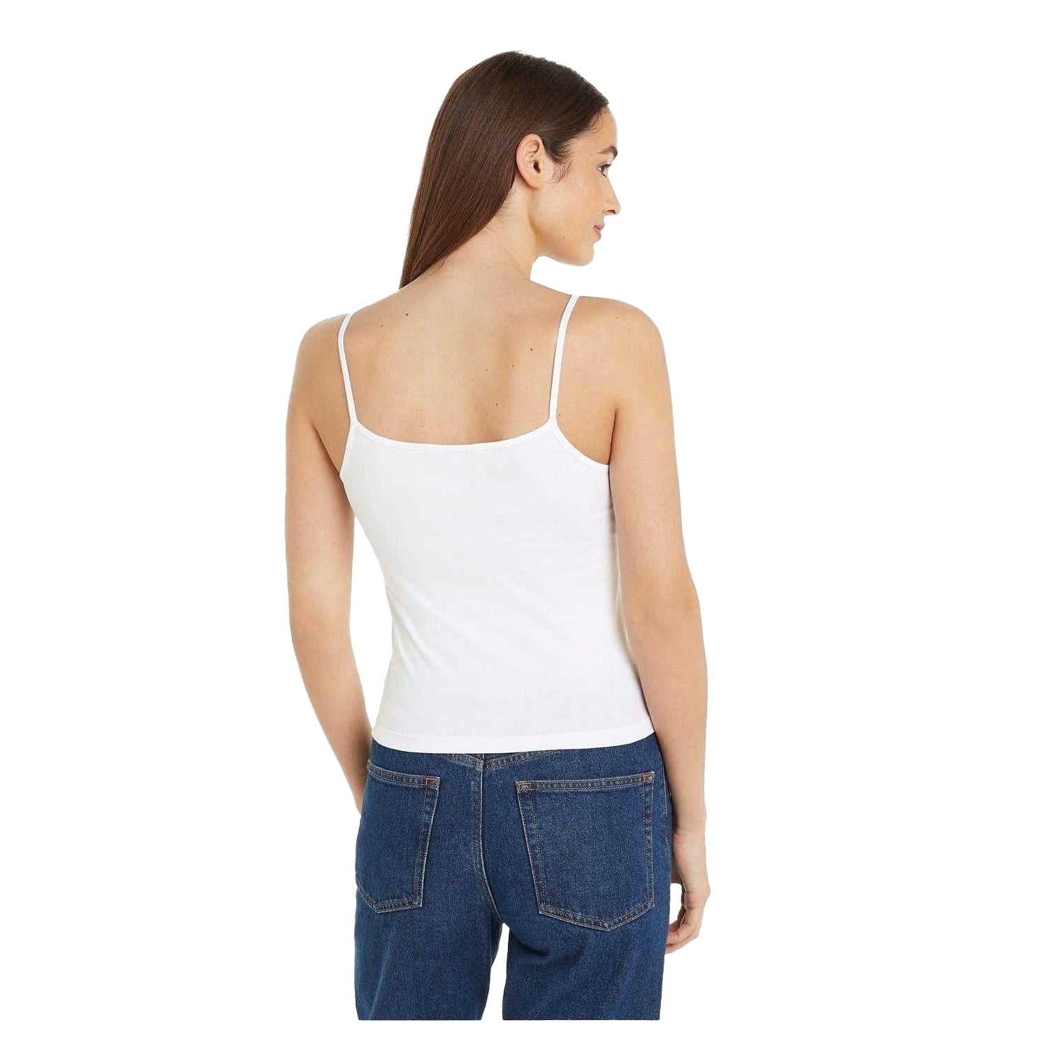 Bright White - Back - Calvin Klein Womens-Ladies Cotton Blend Spaghetti Strap Tank Top