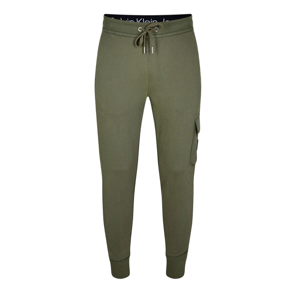 Olive - Front - Calvin Klein Mens Patch Tracksuit Bottoms