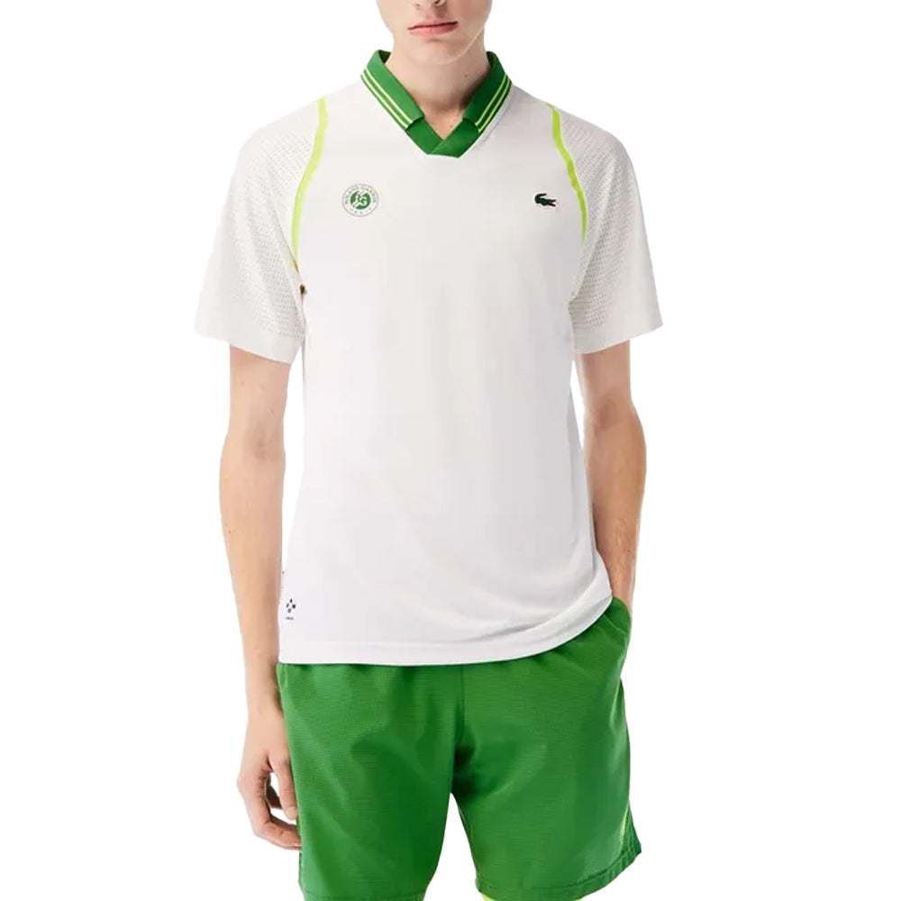 White-Green - Side - Lacoste Mens Daniil Polo Shirt
