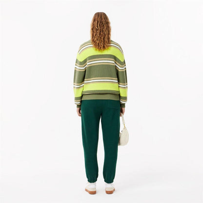Green - Side - Lacoste Womens-Ladies Cotton Blend Sweatpants