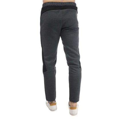 Grey Heather - Back - Puma Mens Evostripe Core Cotton Blend Tracksuit Bottoms