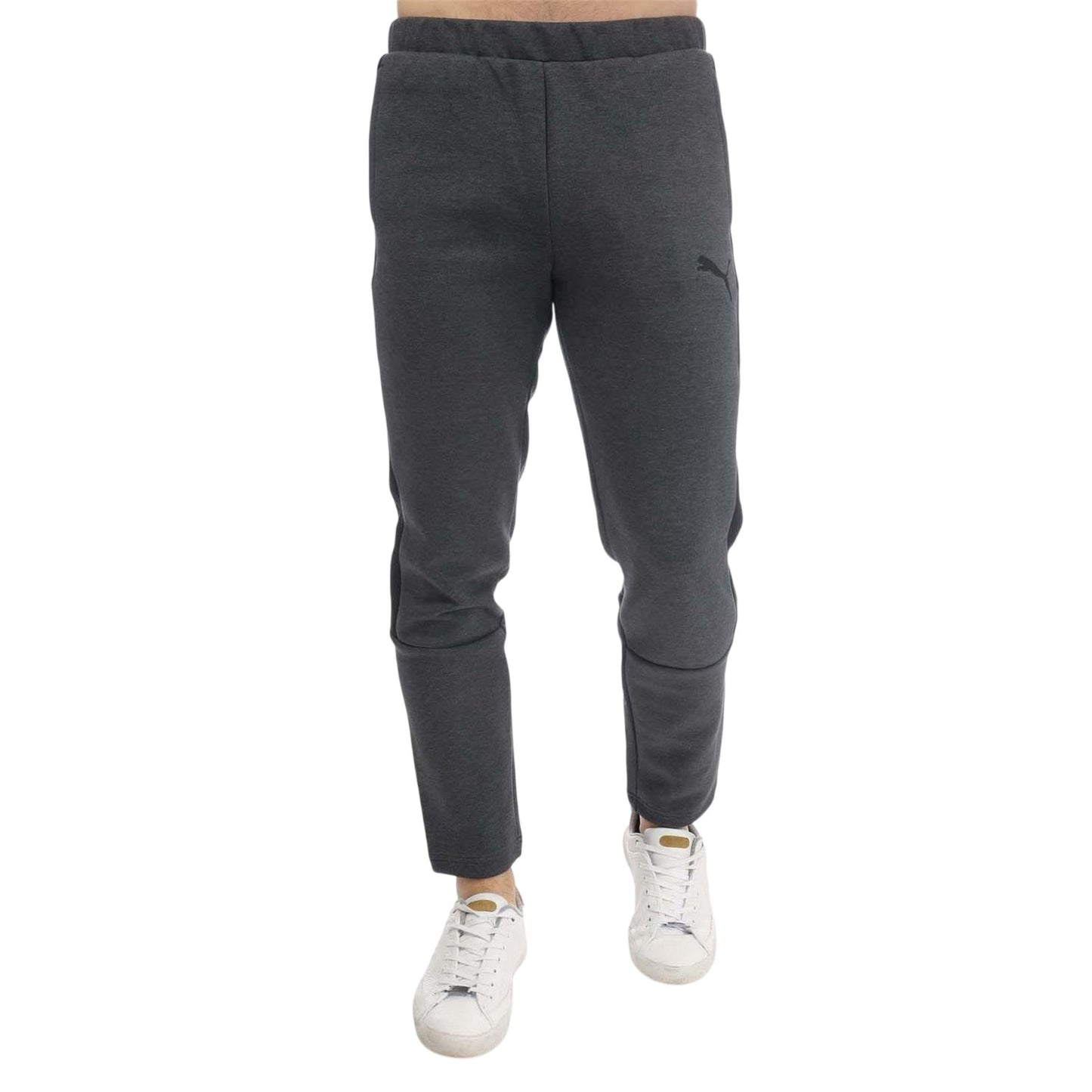 Grey Heather - Front - Puma Mens Evostripe Core Cotton Blend Tracksuit Bottoms