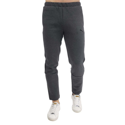 Grey Heather - Front - Puma Mens Evostripe Core Cotton Blend Tracksuit Bottoms