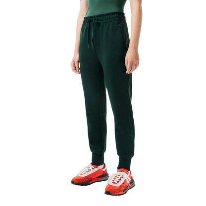 Green - Side - Lacoste Womens-Ladies Organic Cotton Jersey Sweatpants