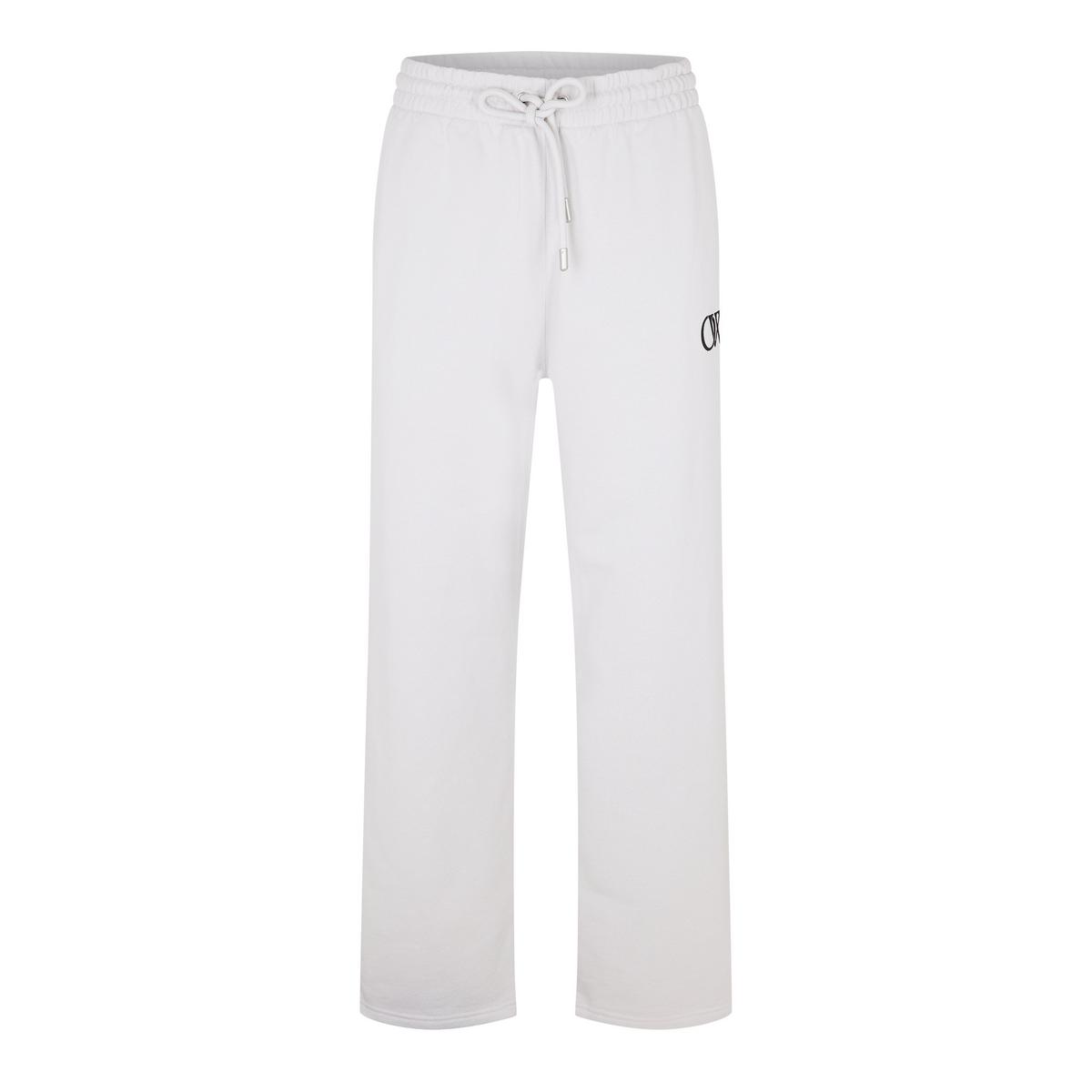 Stone-Black - Front - Off White Unisex Adult Fleece Relaxed Fit Sweatpants