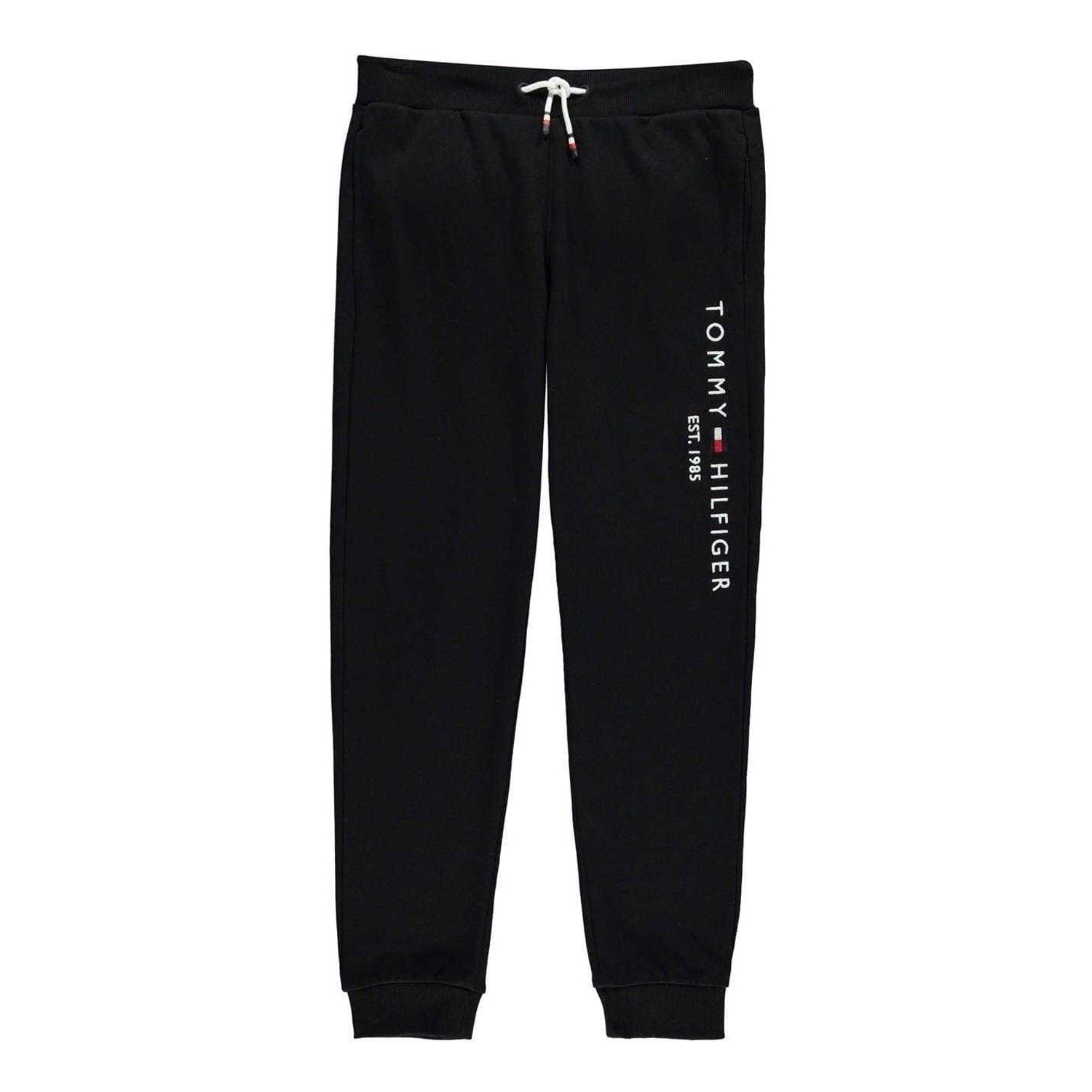 Black - Front - Tommy Hilfiger Childrens-Kids Established Logo Joggers