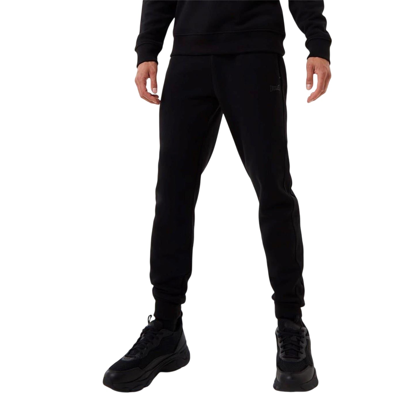 Black - Side - Everlast Mens Premium Elasticated Hem Joggers