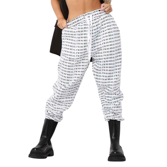 White - Front - Missy Empire Womens-Ladies I´m So Real Slogan Joggers