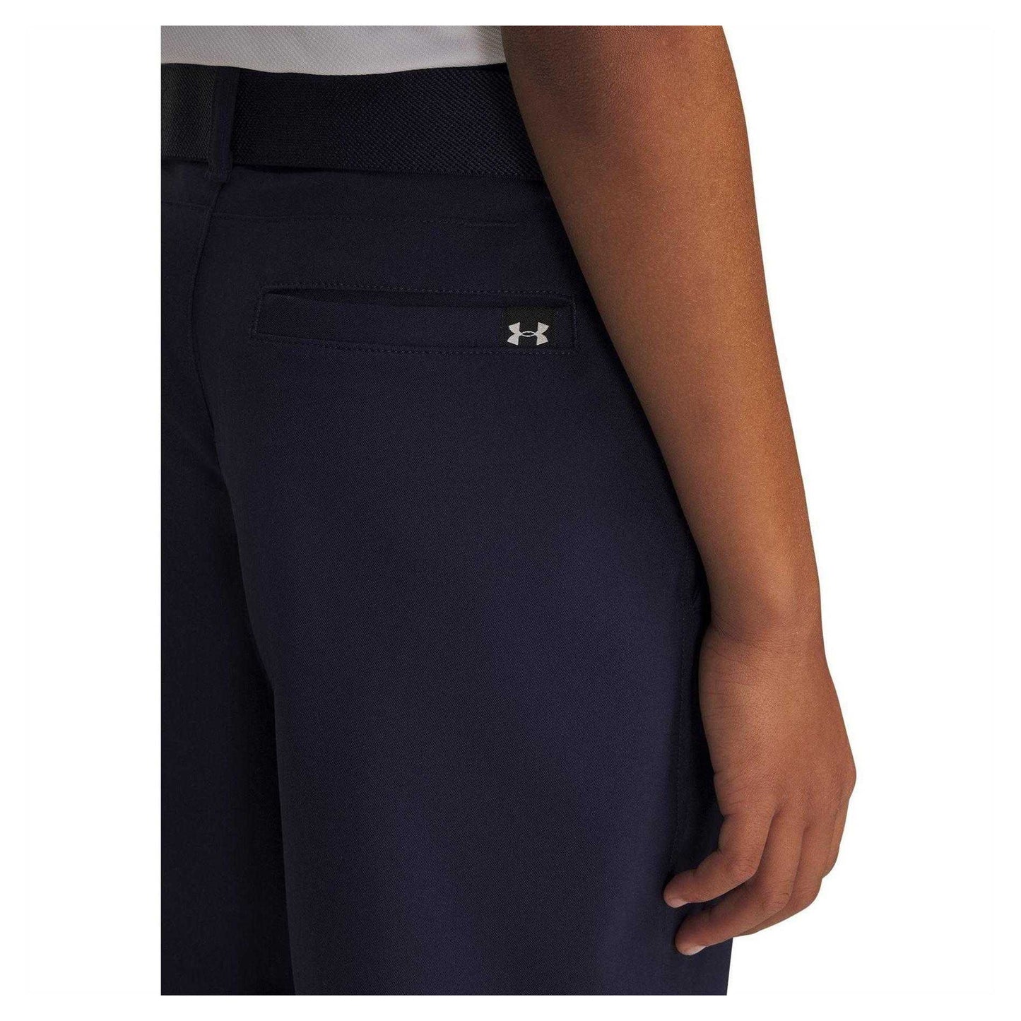 Navy Blue-Halo Grey - Side - Under Armour Boys Golf Shorts