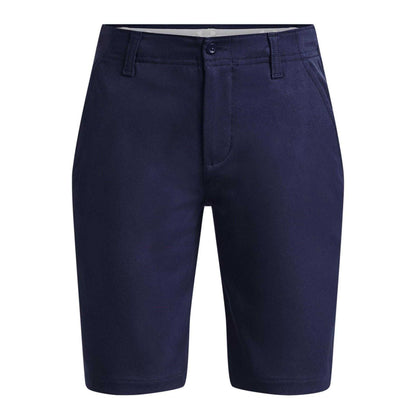 Navy Blue-Halo Grey - Front - Under Armour Boys Golf Shorts