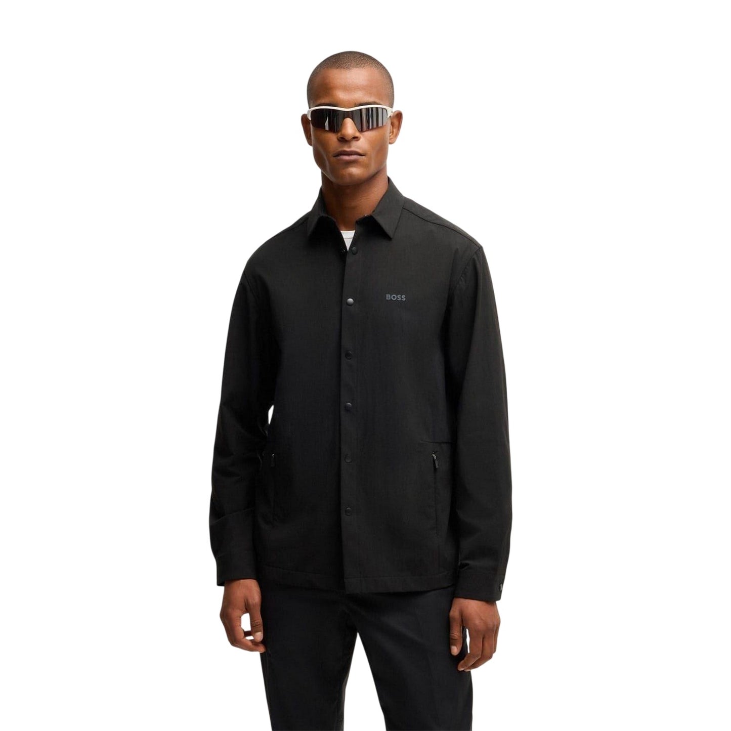 Black - Front - Boss Mens Tech Overshirt