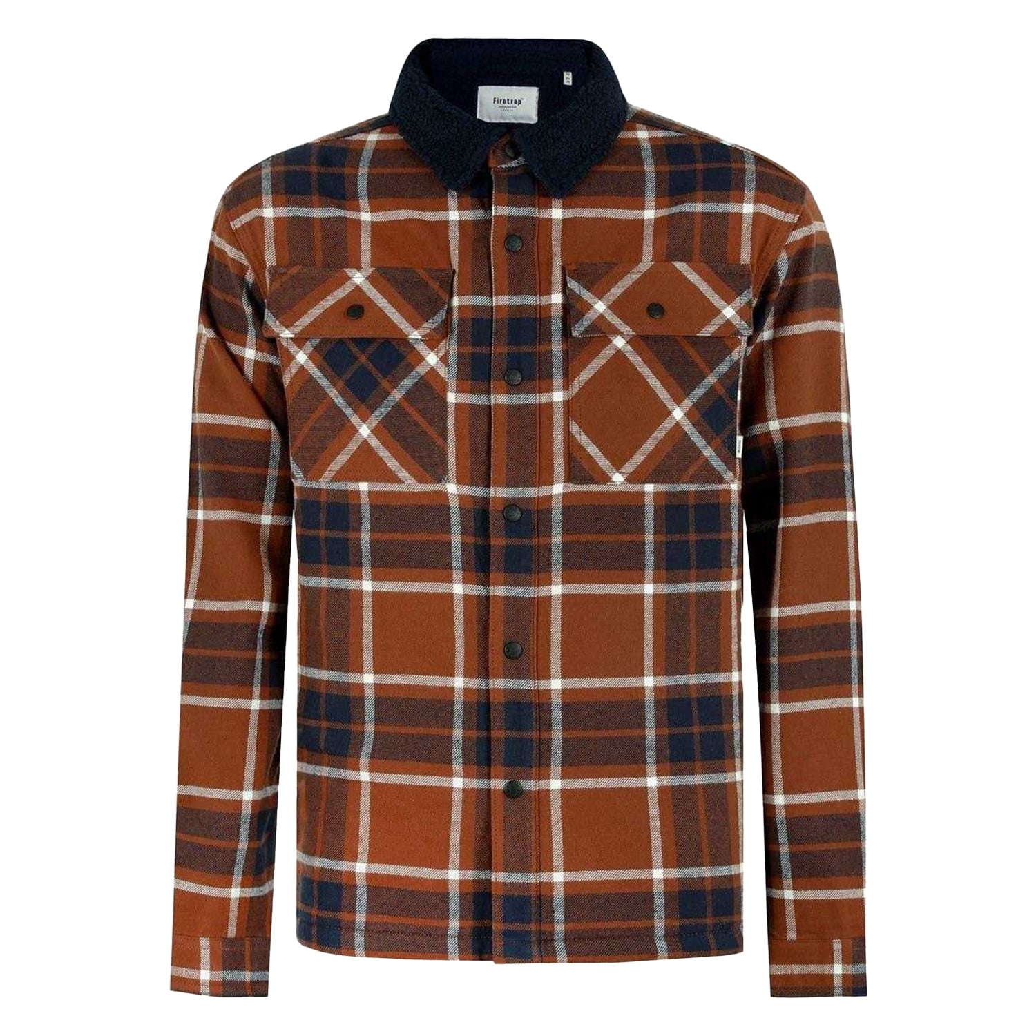 Rust - Front - Firetrap Mens Long-Sleeved Overshirt