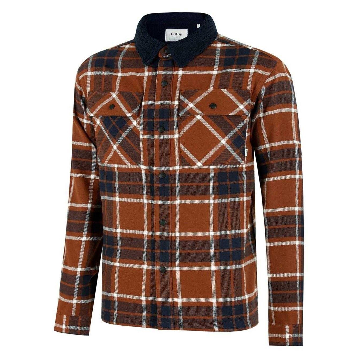 Rust - Side - Firetrap Mens Long-Sleeved Overshirt