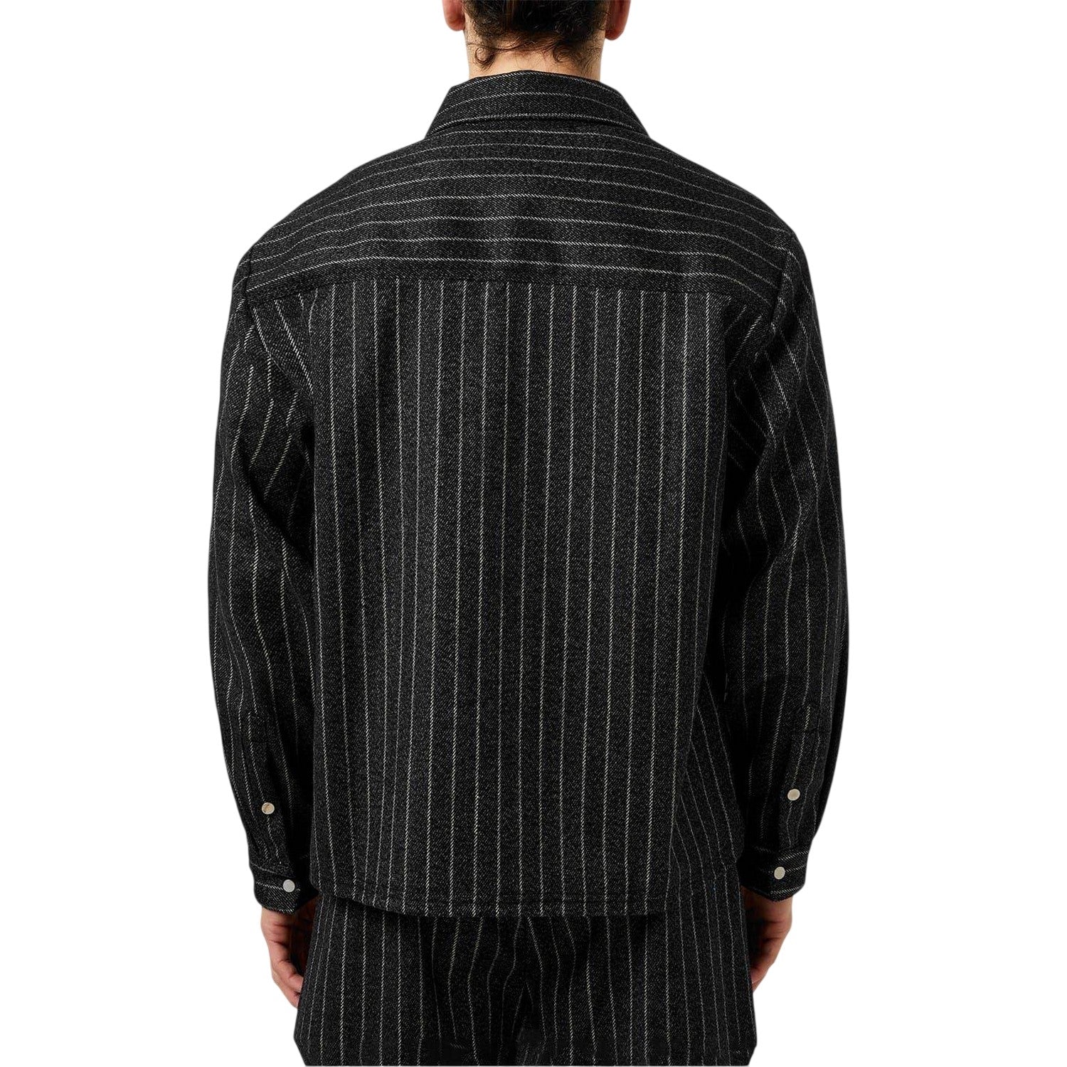 Black Stripe - Back - Represent Mens Pinstripe Relaxed Fit Overshirt