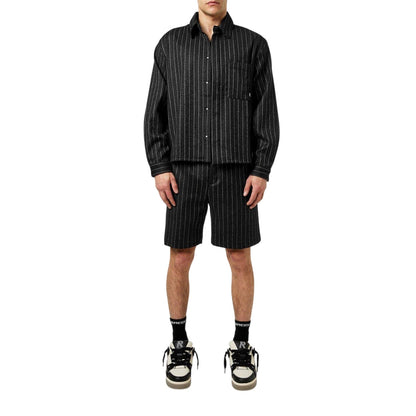 Black Stripe - Pack Shot - Represent Mens Pinstripe Relaxed Fit Overshirt