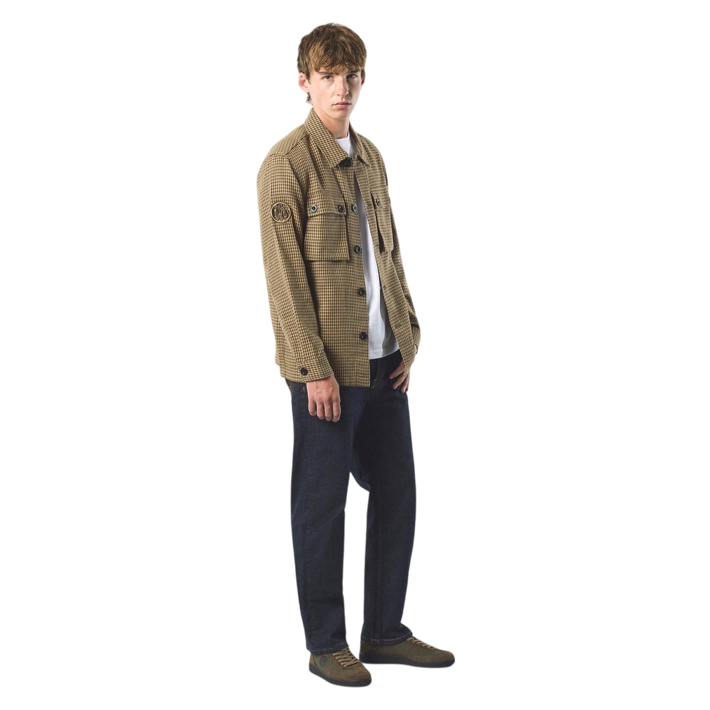 Taupe - Close up - Pretty Green Mens Kilburn Overshirt