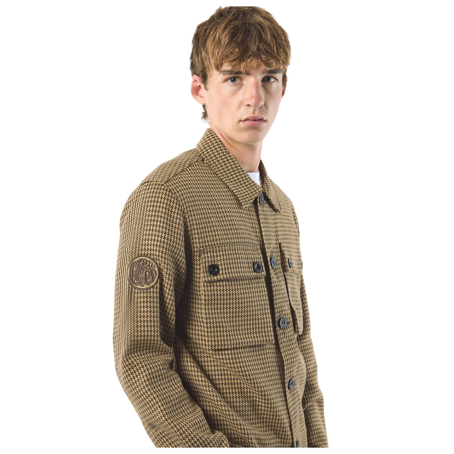 Taupe - Pack Shot - Pretty Green Mens Kilburn Overshirt