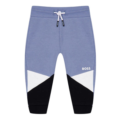 Medium Grey - Front - Boss Childrens-Kids Colour Block Regular Joggers