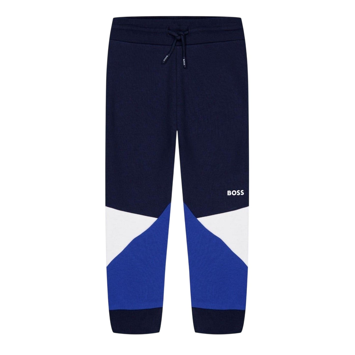 Navy - Front - Boss Childrens-Kids Colour Block Regular Joggers
