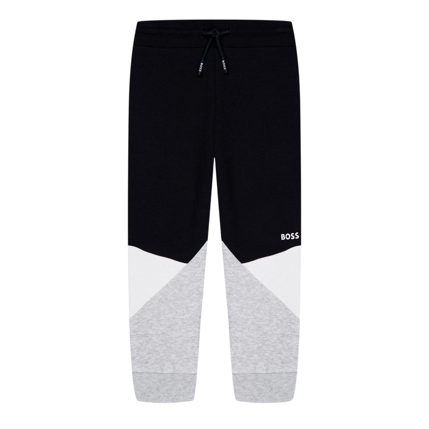 Black - Front - Boss Childrens-Kids Colour Block Regular Joggers