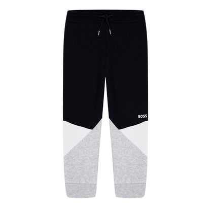 Black - Front - Boss Childrens-Kids Colour Block Regular Joggers
