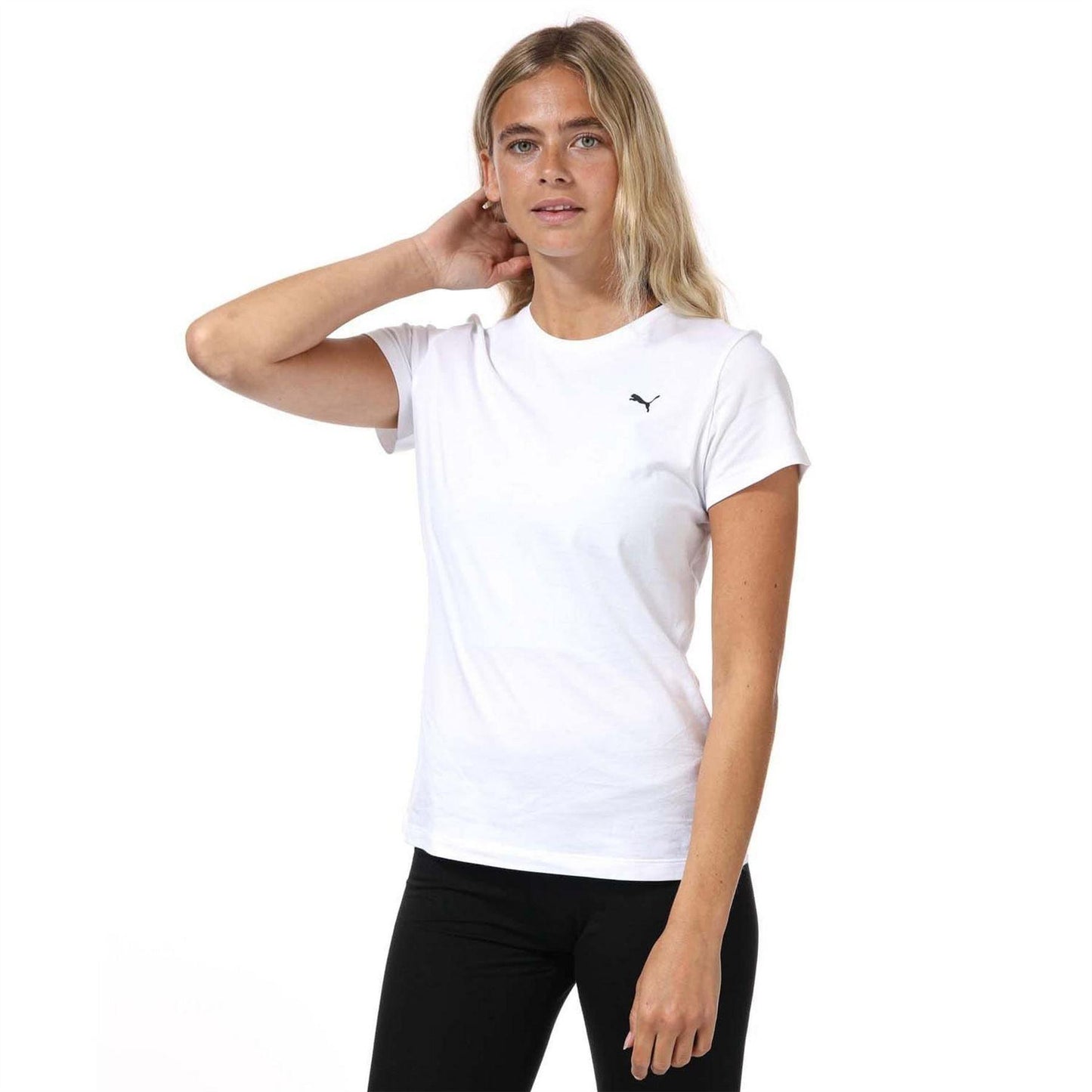 White - Lifestyle - Puma Womens-Ladies Small Logo Cotton T-Shirt
