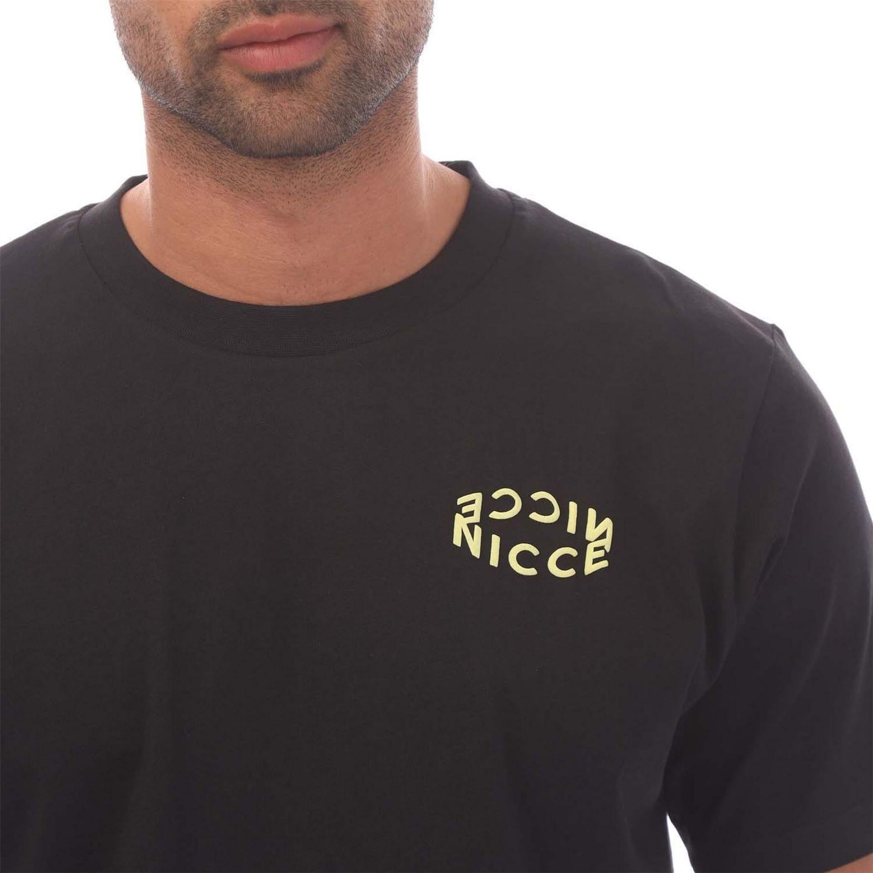 Black - Side - Nicce Mens Tanetta Cotton Regular T-Shirt