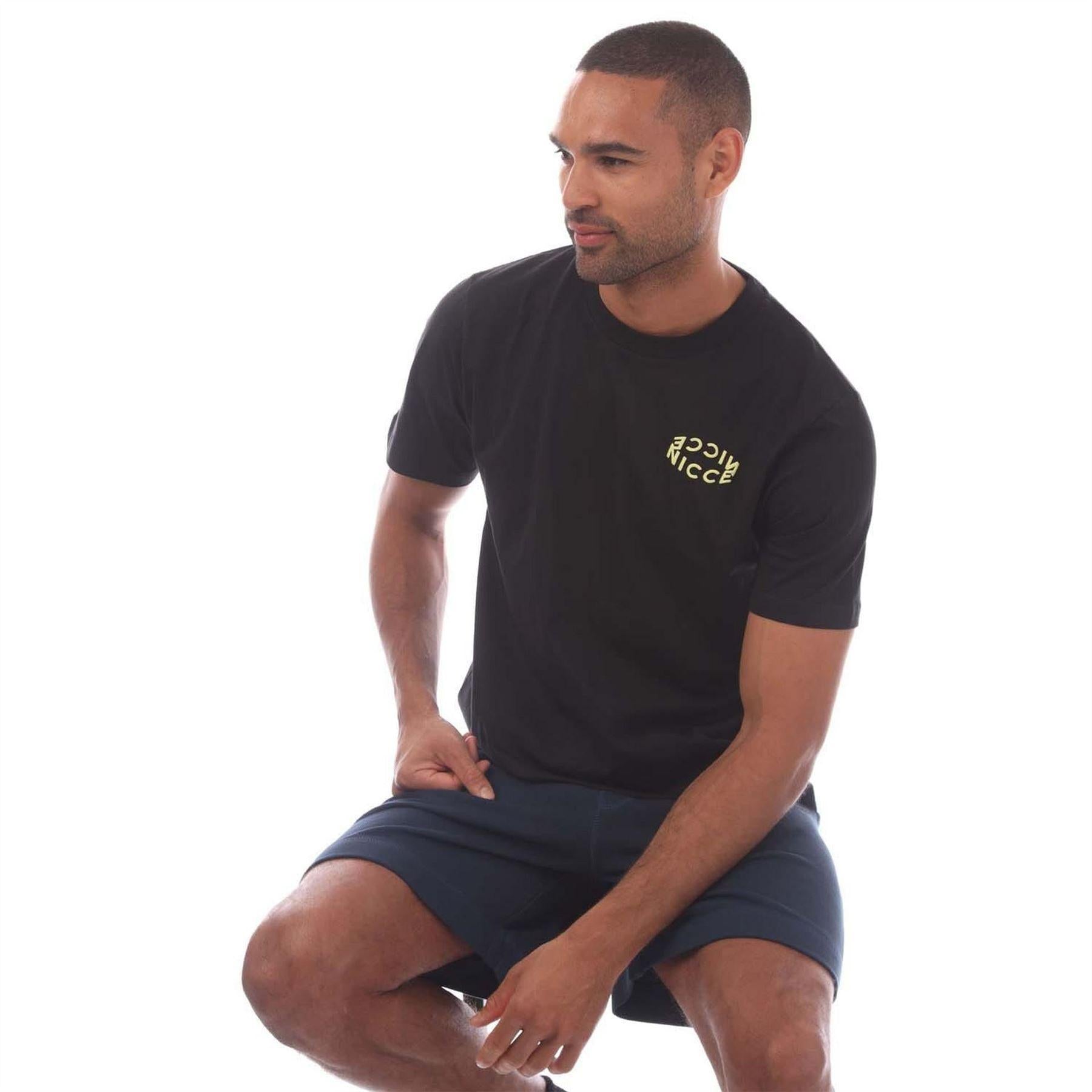 Black - Lifestyle - Nicce Mens Tanetta Cotton Regular T-Shirt