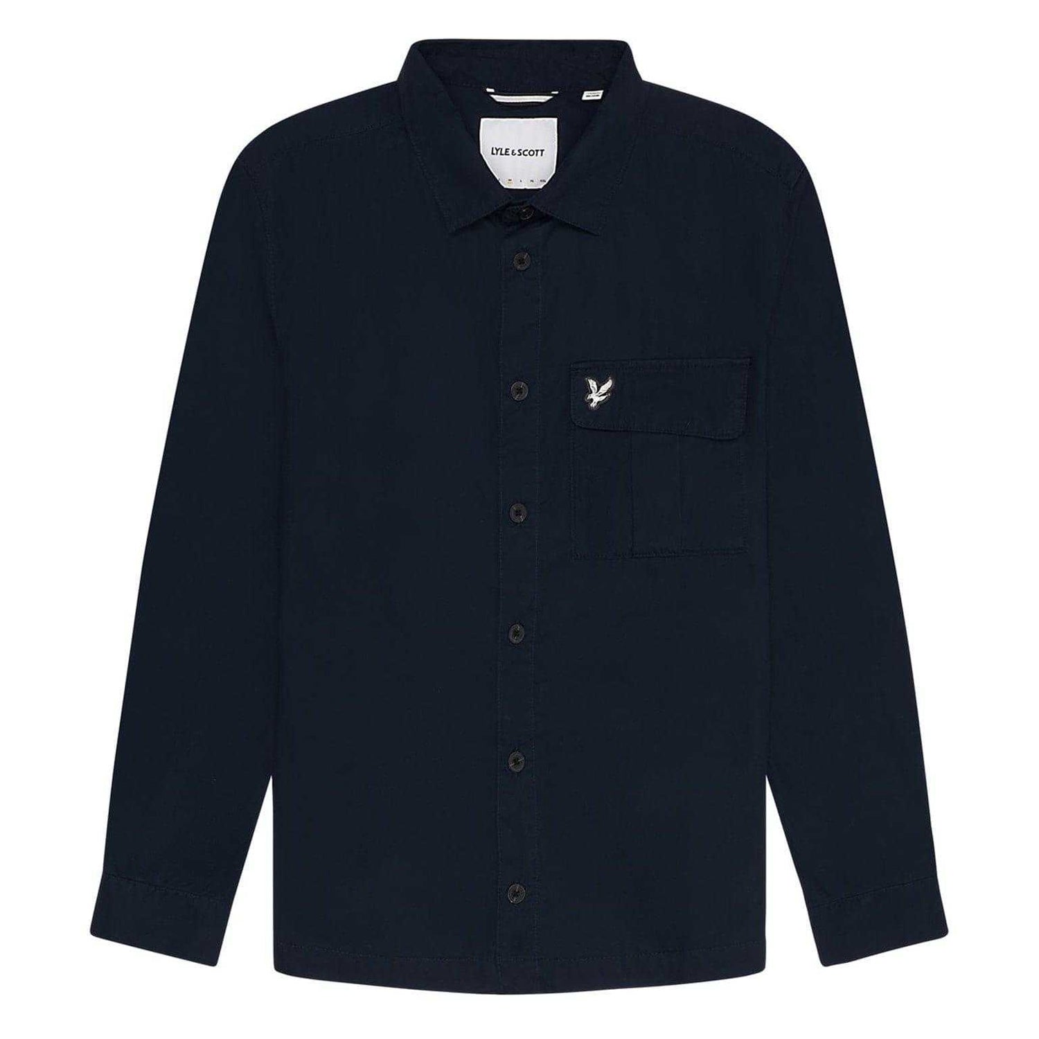 Midnight Blue - Front - Lyle & Scott Mens Brushed Overshirt
