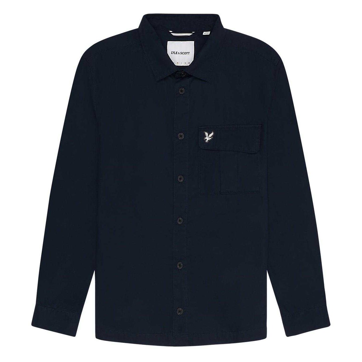 Midnight Blue - Front - Lyle & Scott Mens Brushed Overshirt