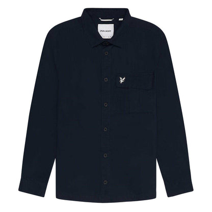 Midnight Blue - Front - Lyle & Scott Mens Brushed Overshirt